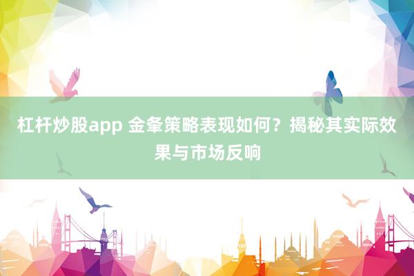 杠杆炒股app 金夆策略表现如何？揭秘其实际效果与市场反响