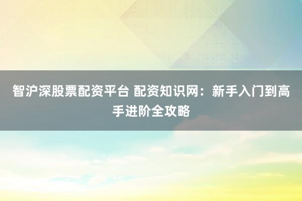 智沪深股票配资平台 配资知识网：新手入门到高手进阶全攻略
