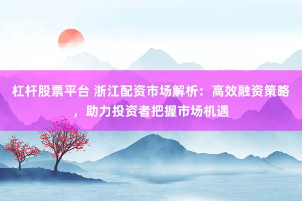 杠杆股票平台 浙江配资市场解析：高效融资策略，助力投资者把握市场机遇