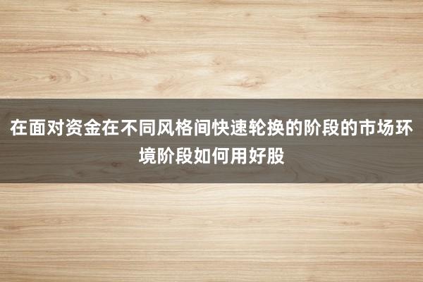 在面对资金在不同风格间快速轮换的阶段的市场环境阶段如何用好股
