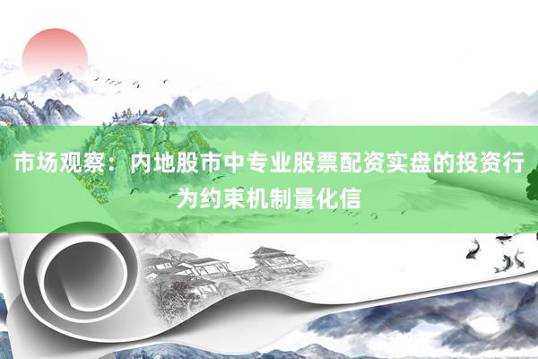 市场观察：内地股市中专业股票配资实盘的投资行为约束机制量化信