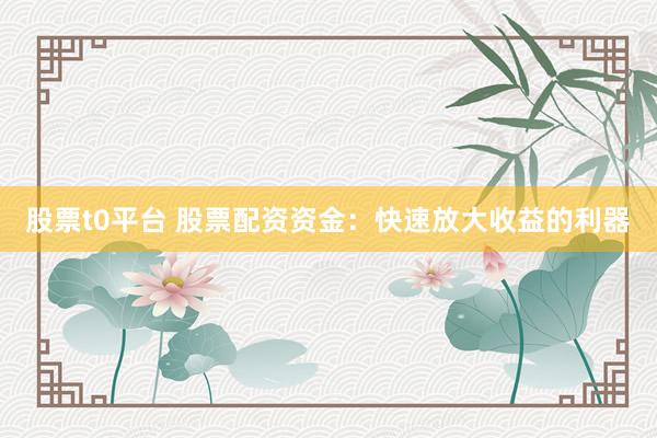 股票t0平台 股票配资资金：快速放大收益的利器