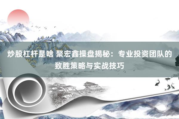 炒股杠杆是啥 聚宏鑫操盘揭秘：专业投资团队的致胜策略与实战技巧